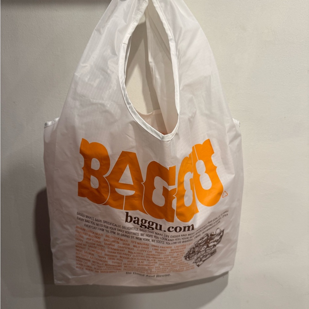 BAGGU Western White Tote with Orange Print